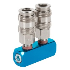 Распределитель пневматический, 2 быстроразъемных EU соединения резьба, 3 входа. Weidercraft