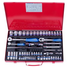 Набор торцевых головок с принадлежностями 1/4", 3/8", 1/2", шестигранные, 4-32 мм, 62 предмета