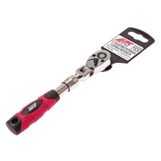 Ключ трещотка 1/4" 72 зуба 175-225мм шарнирный телескопический с резиновой рукояткой JTC