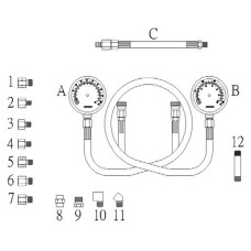 Тестер давления масла КПП с двумя манометрами в кейсе JTC