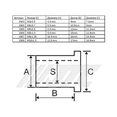 Заклепка резьбовая M3х0.5мм алюминиевая 10шт. JTC