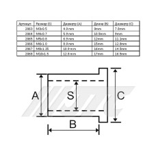Заклепка резьбовая M6х1мм алюминиевая 10шт. JTC