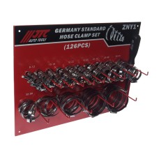 Хомут ленточный ZN12-ZN90 червячный (нержавеющая сталь) с гибким воротком 7мм (стенд) 126 предм. JTC